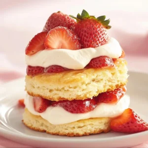 Sliced Lemon Cream Strawberry Cake with fresh strawberries and lemon cream frosting