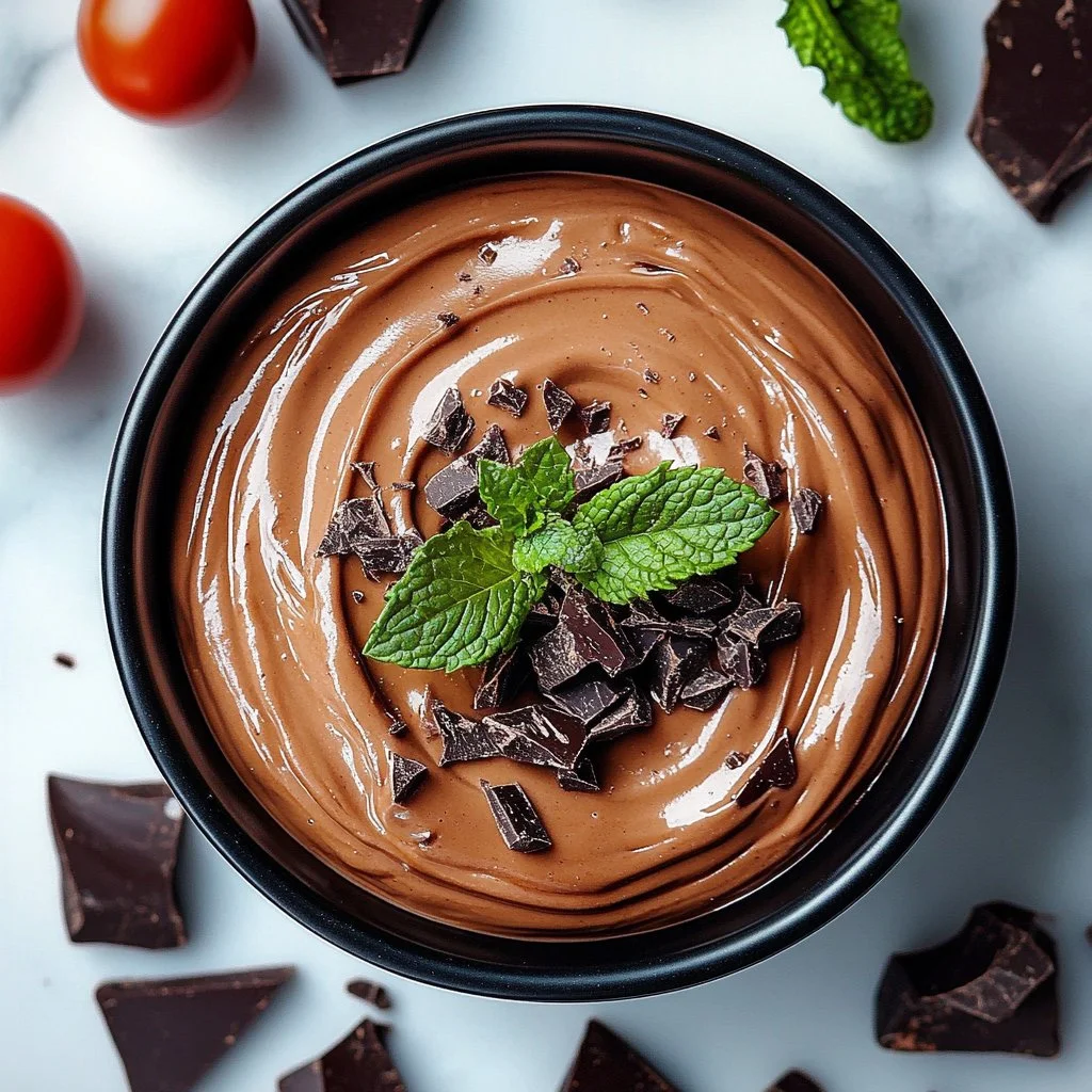 Delicious low-carb cocoa cottage cheese mousse served in a bowl