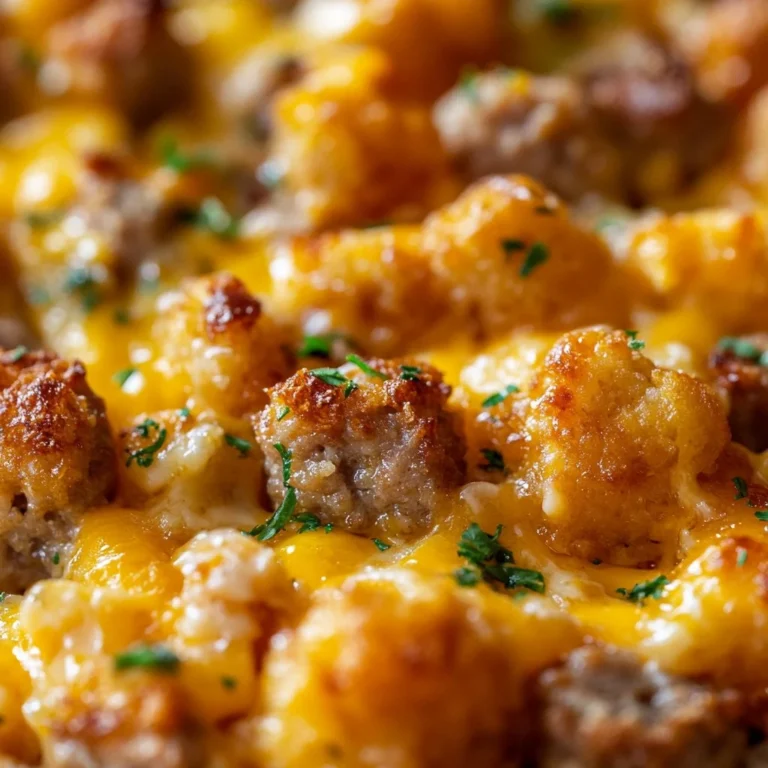 Delicious Morning Cheesy Tater Tot Casserole served on a plate.
