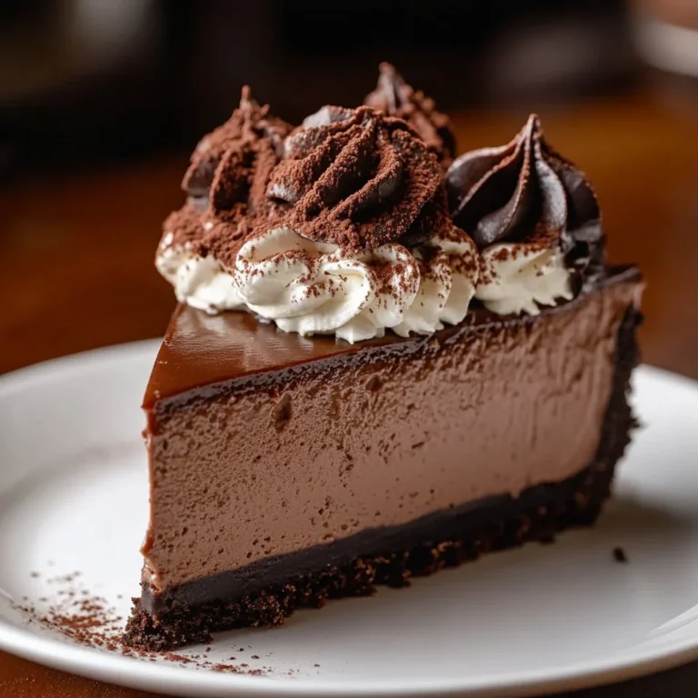 No-Bake Chocolate Cheesecake topped with chocolate shavings
