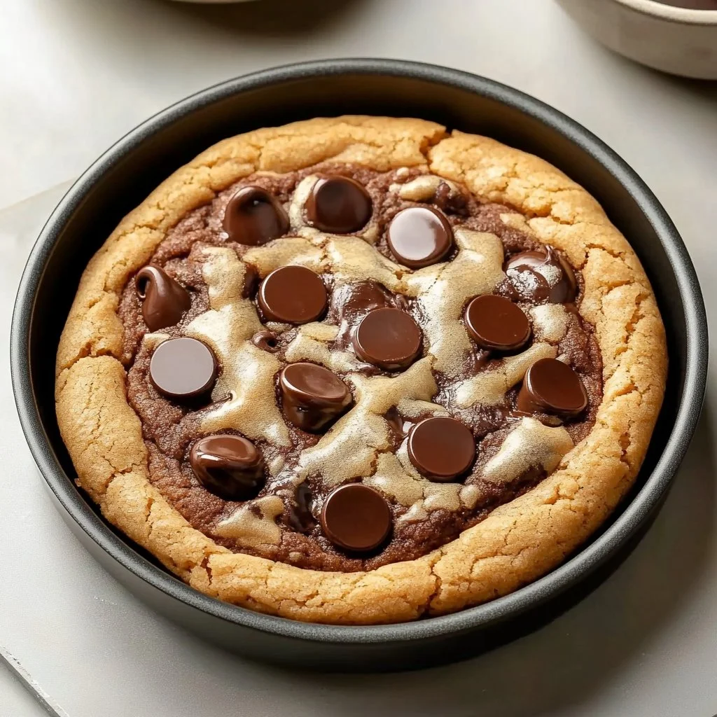 Nutella-filled chocolate chip cookies on a baking tray