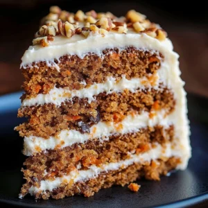 Slice of moist pineapple carrot cake with cream cheese frosting