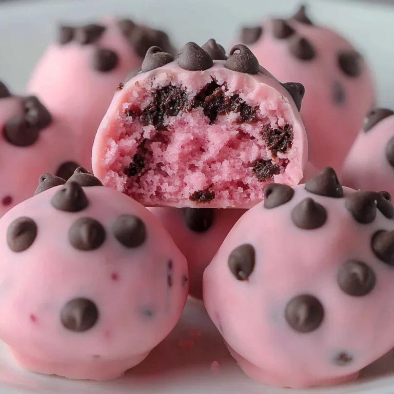 Pink Chocolate Chip Cookie Dough Bites in a bowl with sprinkles