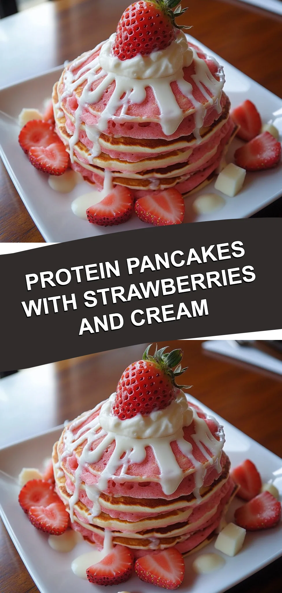 Protein Pancakes with Strawberries and Cream