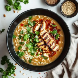 Romance-infused chicken ramen bowl garnished with herbs and soft-boiled egg