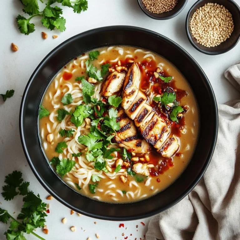 Romance-infused chicken ramen bowl garnished with herbs and soft-boiled egg