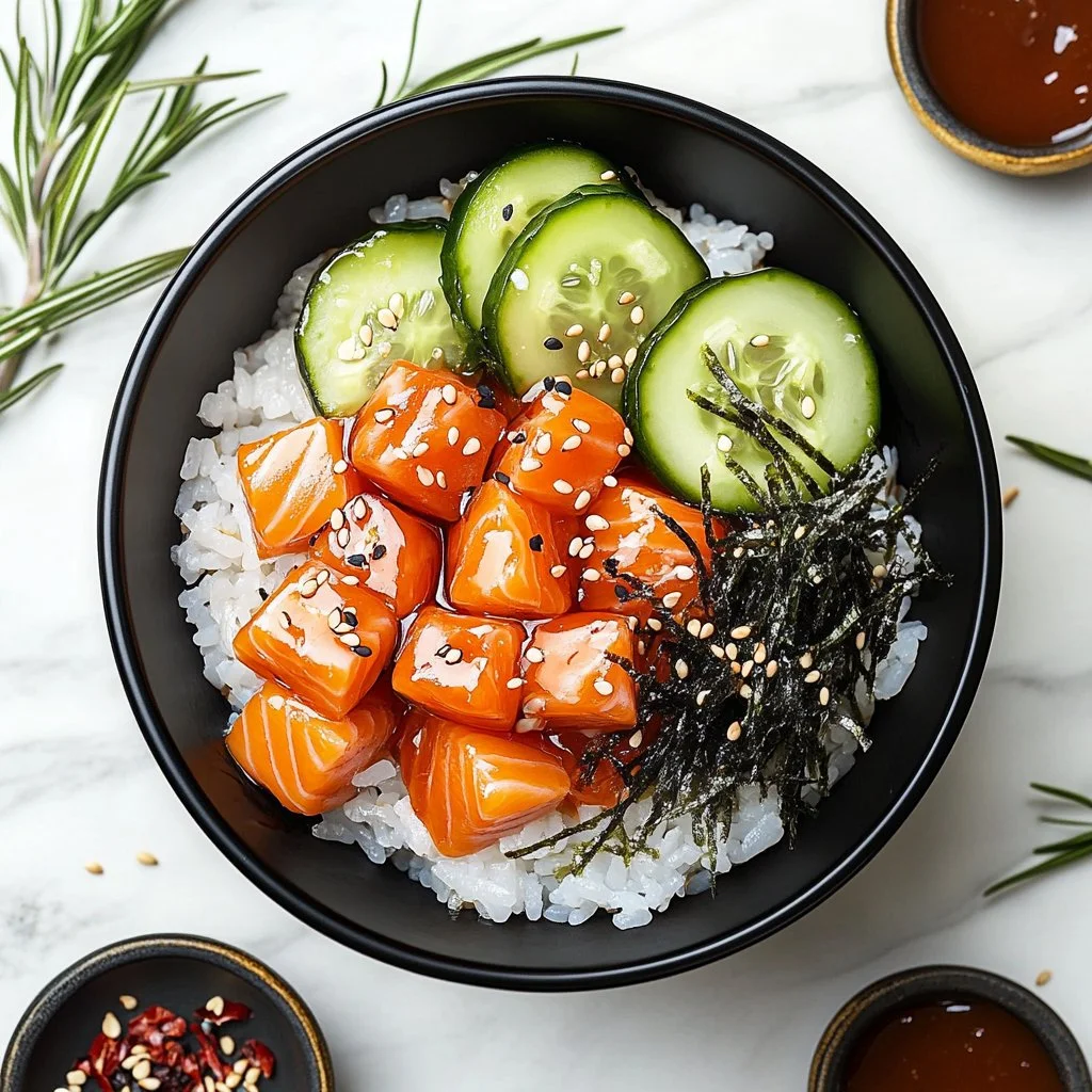 Delicious Salmon Poke Bowl with fresh ingredients and vibrant colors