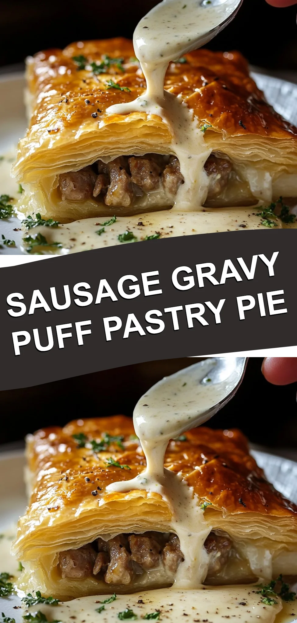 Sausage Gravy Puff Pastry Pie