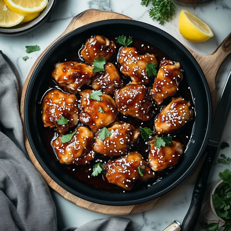 Delicious plate of savory teriyaki chicken garnished with sesame seeds and green onions