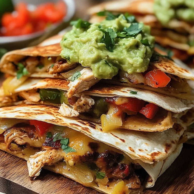 Sizzling chicken fajita quesadillas served on a plate with colorful veggies