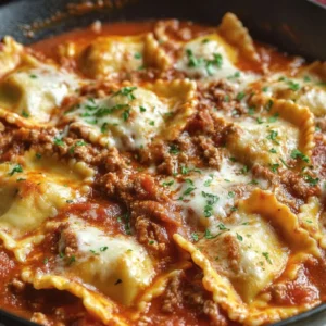 Easy one-pan skillet lasagna ready to serve.
