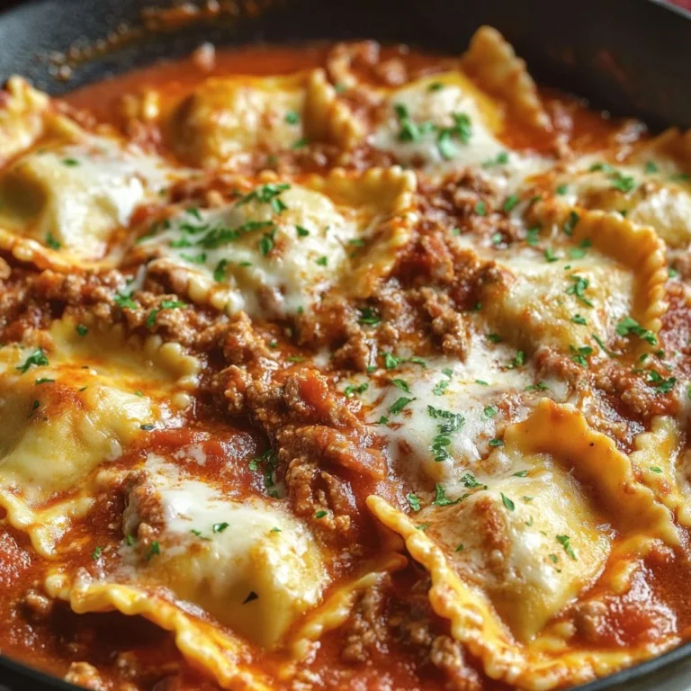 Easy one-pan skillet lasagna ready to serve.