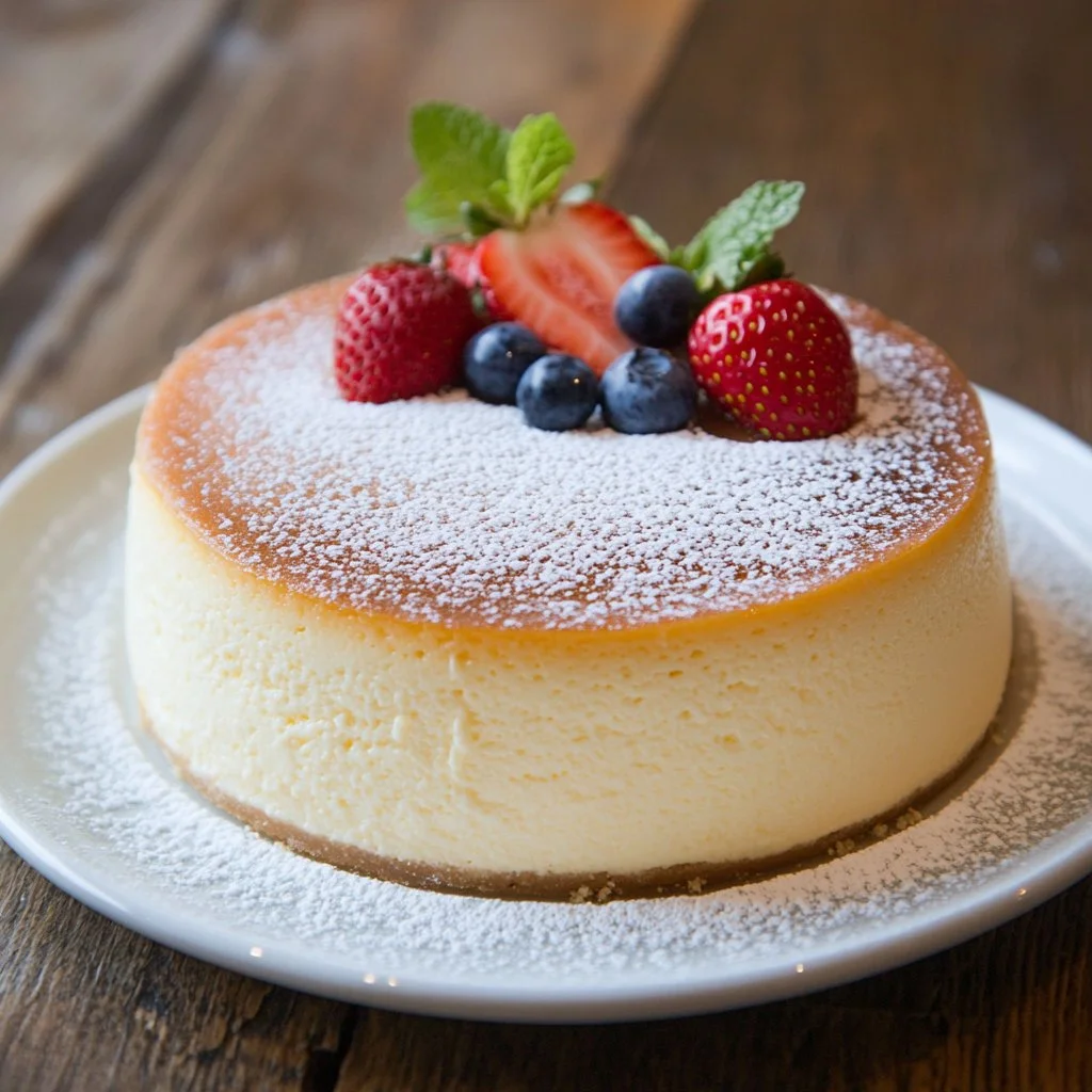 Soft and fluffy Japanese cheesecake served on a plate