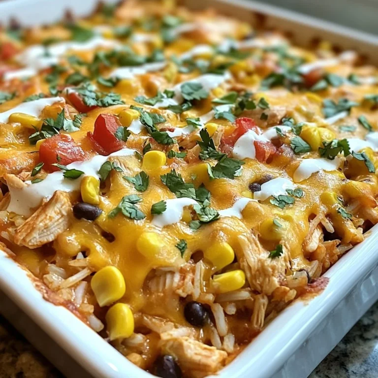Delicious Southwest Chicken Rice Bake topped with cheese and spices