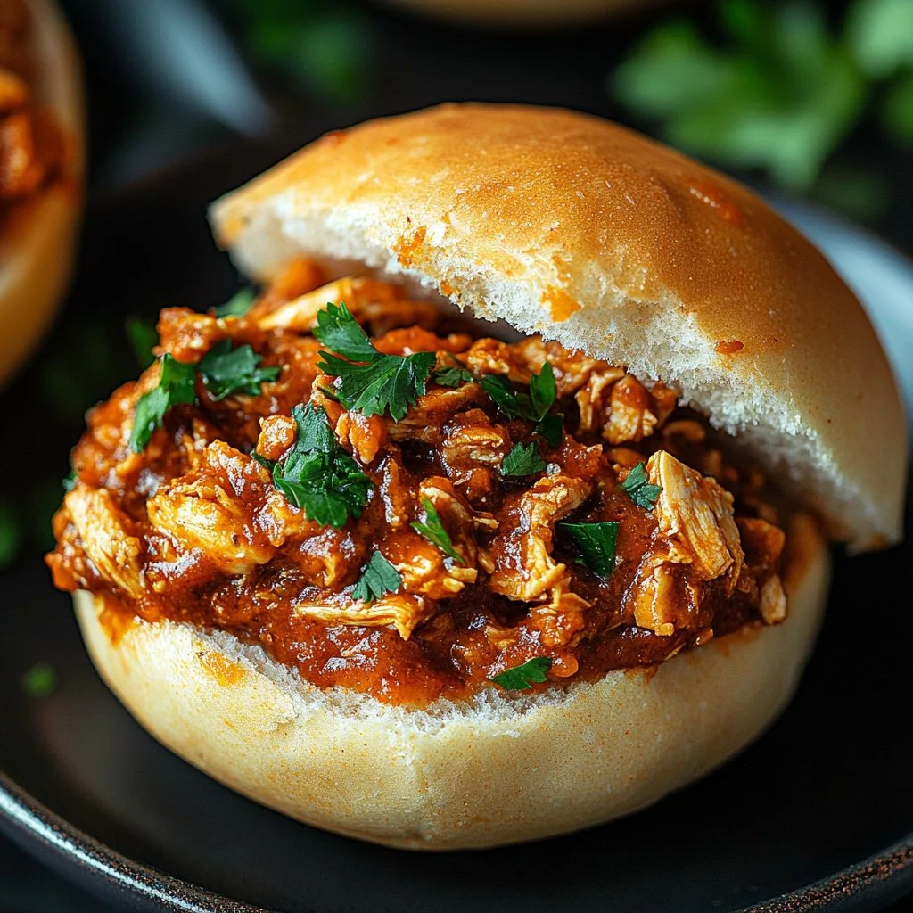 Delicious Spicy Cajun Chicken Sloppy Joes served on a plate.