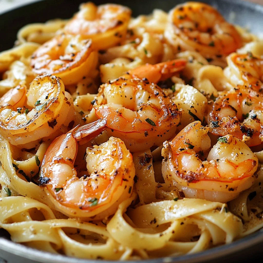 Delicious Spicy Cajun Shrimp Pasta served in a creamy sauce with shrimp and spices