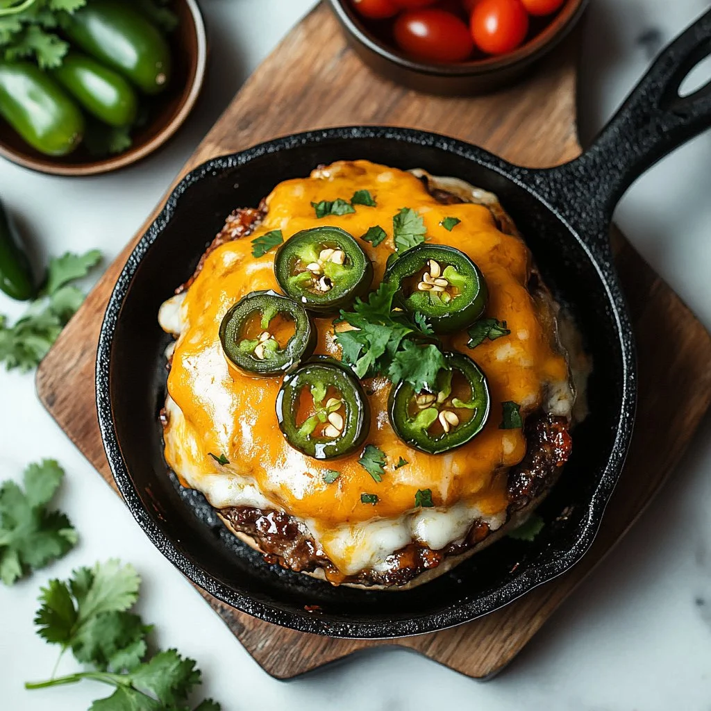 Delicious Spicy Jalapeño Onion Smash Burgers with toppings