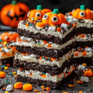 Spooky Halloween Chocolate Bark decorated with colorful candies and spooky designs