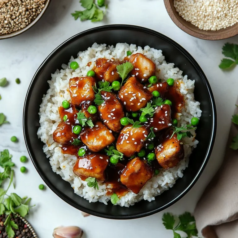 Delicious Sticky Chicken Rice Bowl with colorful ingredients and savory sauce