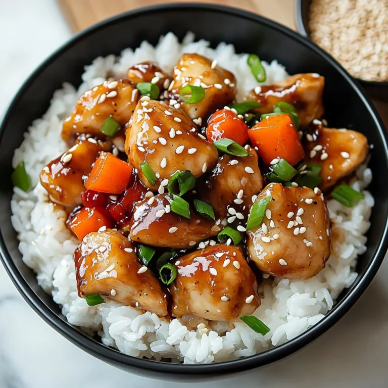 Sticky honey garlic chicken served on a plate with garnish