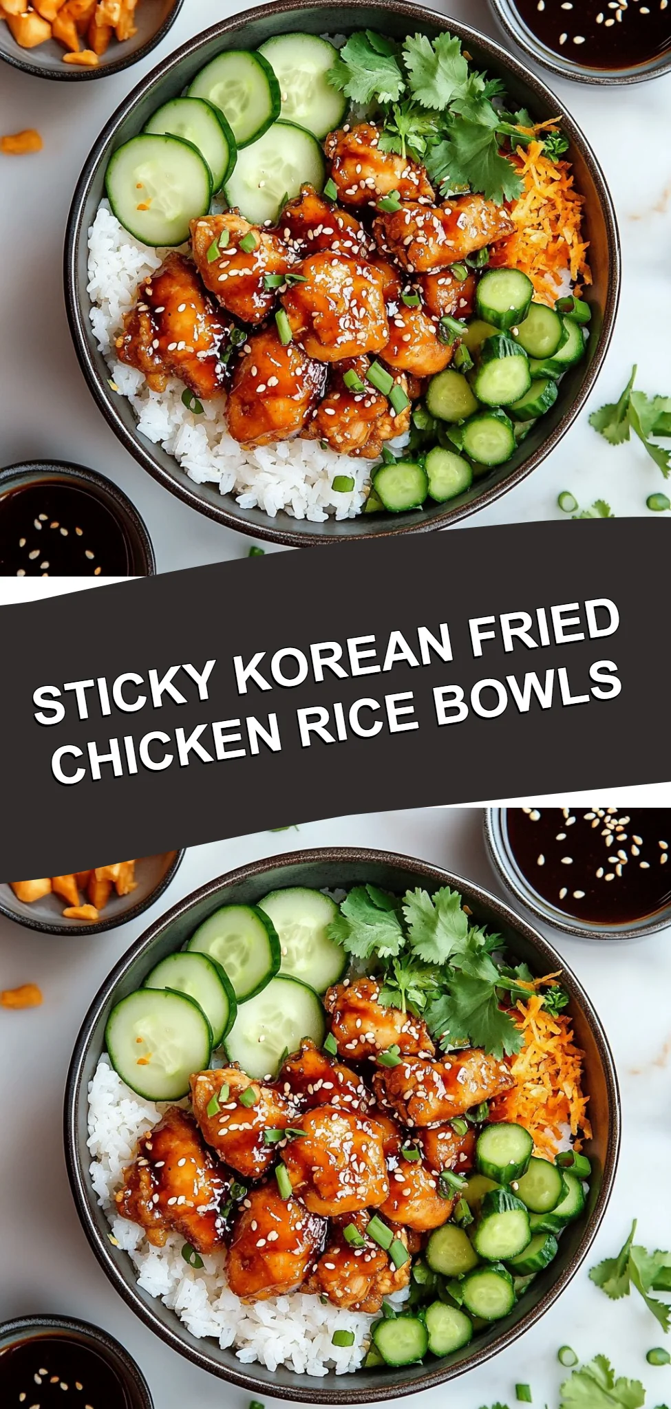 Sticky Korean Fried Chicken Rice Bowls