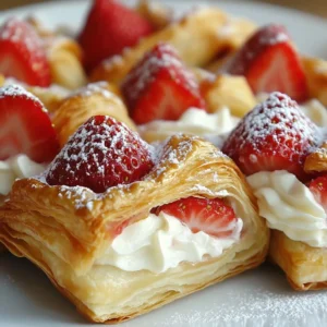 Strawberry cheesecake turnover filled with creamy cheesecake and fresh strawberries