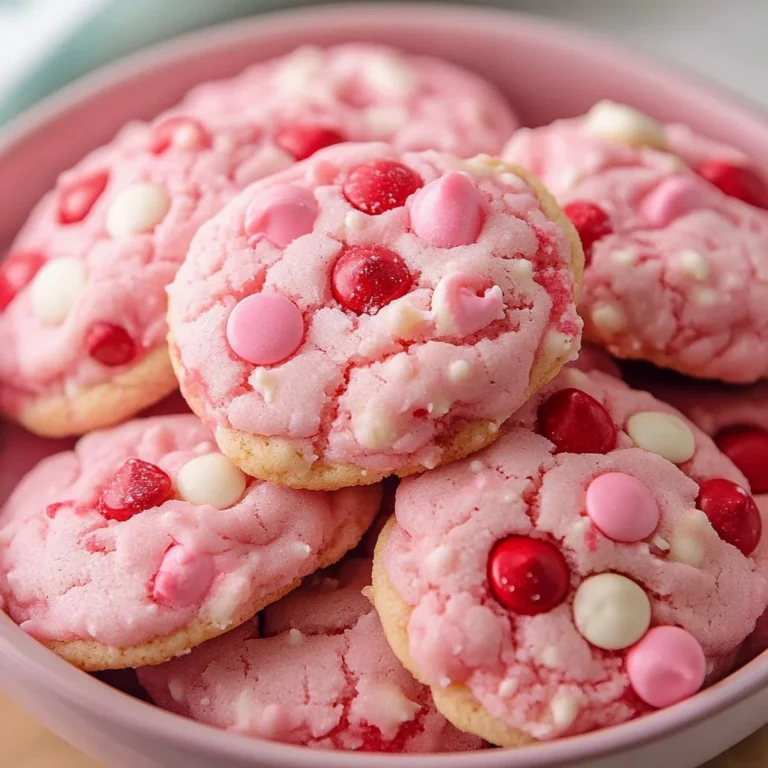 Freshly baked strawberry pink cookies on a white plate