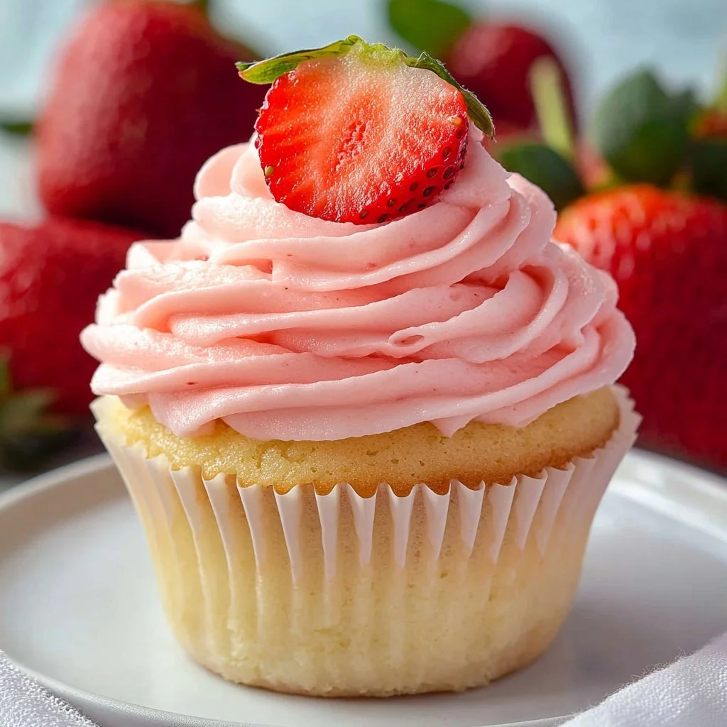 Bowl of strawberry whipped frosting made with Cool Whip