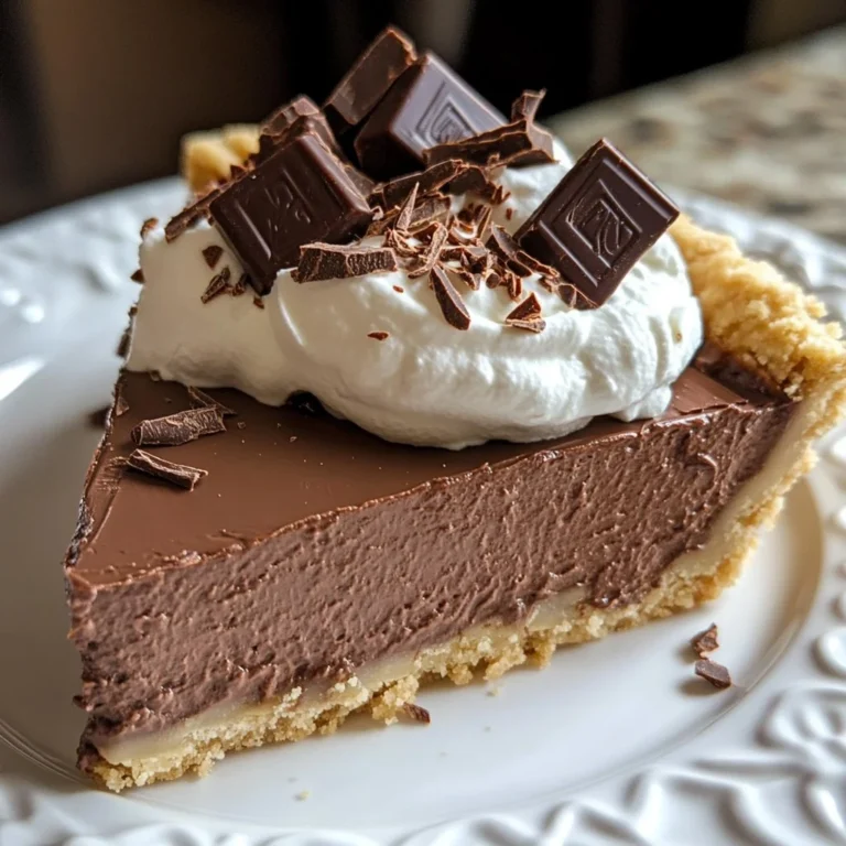 Delicious three-ingredient no-bake Hershey's pie topped with chocolate