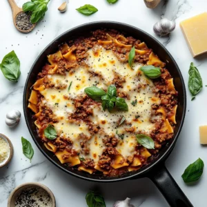 Traditional Italian Lasagna served with cheese and herbs