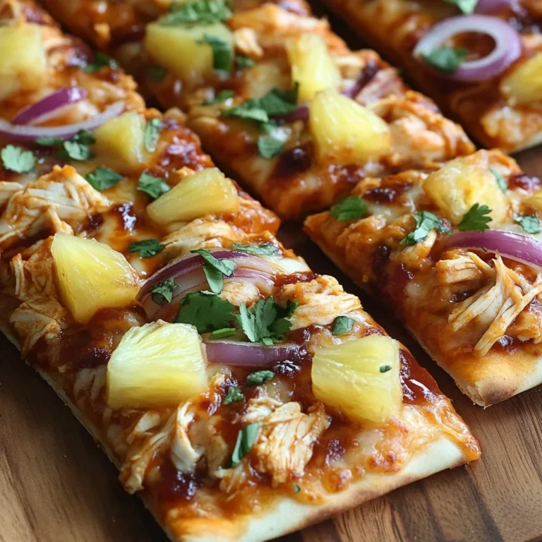 Tropical BBQ Chicken Flatbread topped with fresh ingredients for a flavorful meal