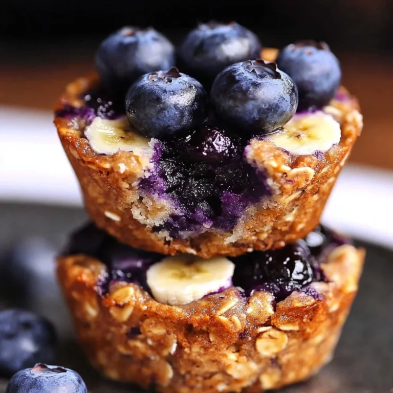 Wholesome banana blueberry oat cups served in a rustic bowl