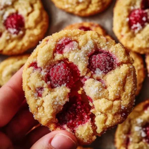 Delicious zesty lemon raspberry cookies with vibrant colors and textures